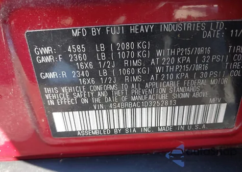 2013 Subaru Outback 2.5I из США, поврежденный, VIN 4S4BRBAC1D3252813